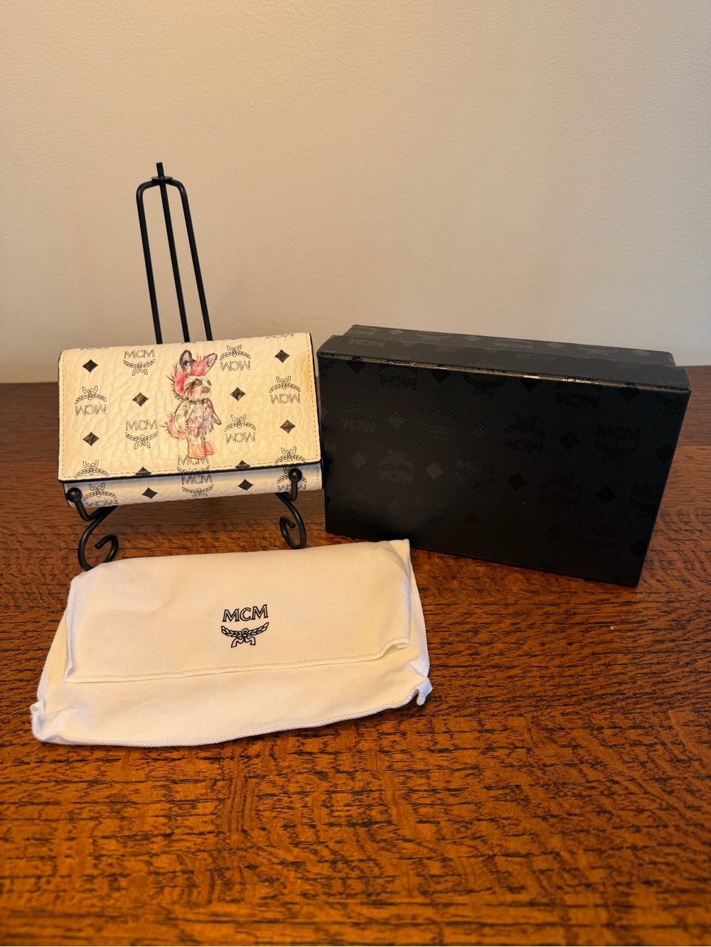 MCM Limited Edition Visetos Rabbit Tri-Fold Wallet w/COA, Box and Dust Bag
